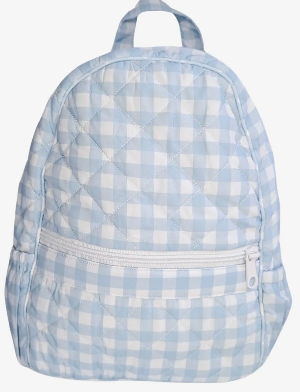 classic blue gingham quilted backpack