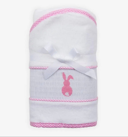 smocked hooded bath towel