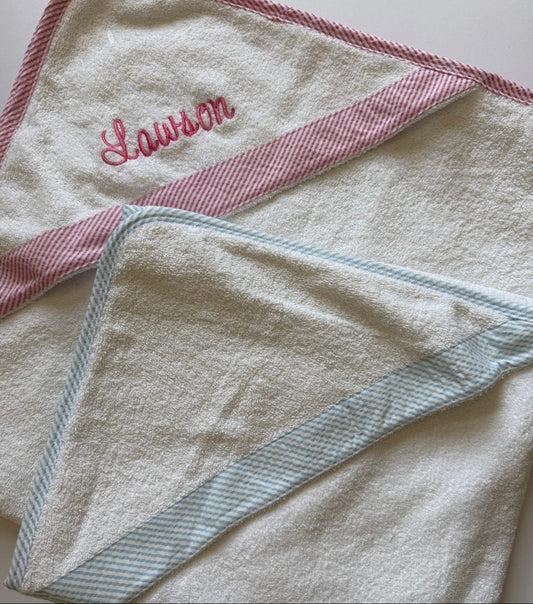 seersucker hooded bath towel