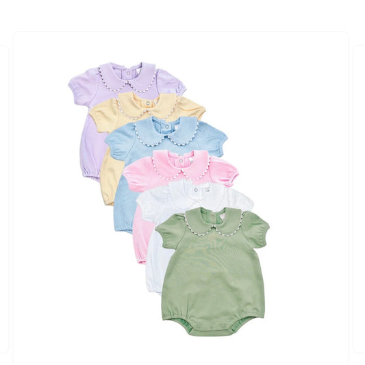girls short sleeve scalloped collared bubble