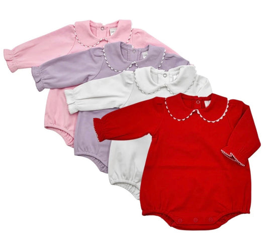 girls long sleeve scalloped collared bubble