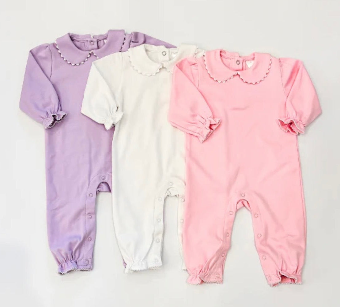 girls scalloped collared romper