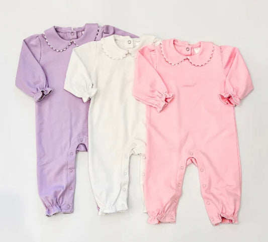 girls scalloped collared romper