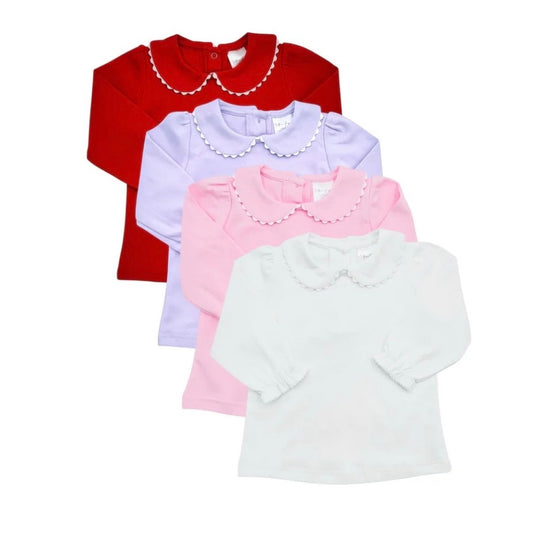 girls scalloped collared long sleeve shirt