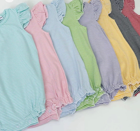 girls knit stripe flutter sleeve bubble