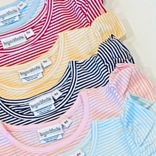 girls knit stripe flutter sleeve shirt